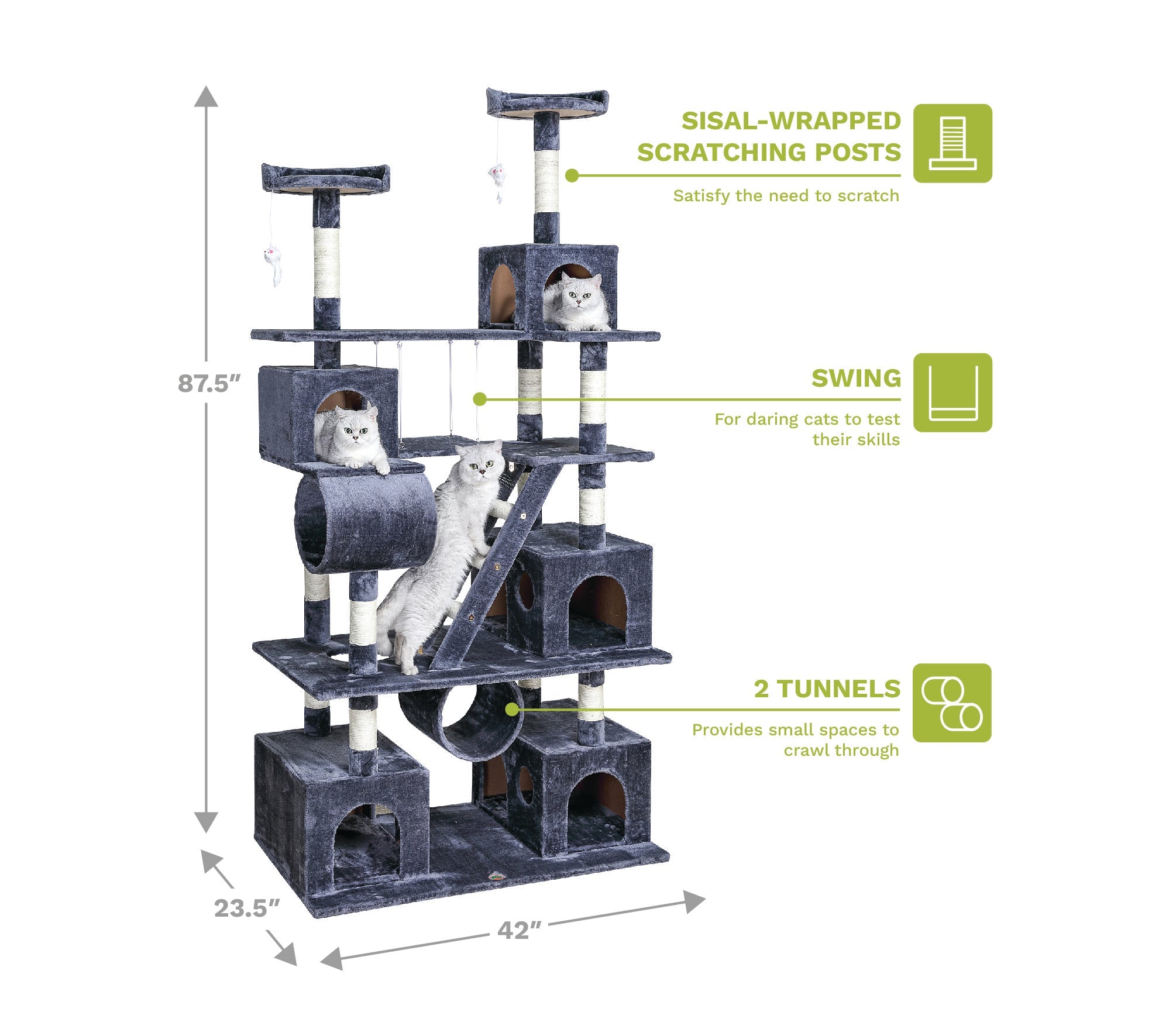 87" Cat Tree Climber with Swing [*]