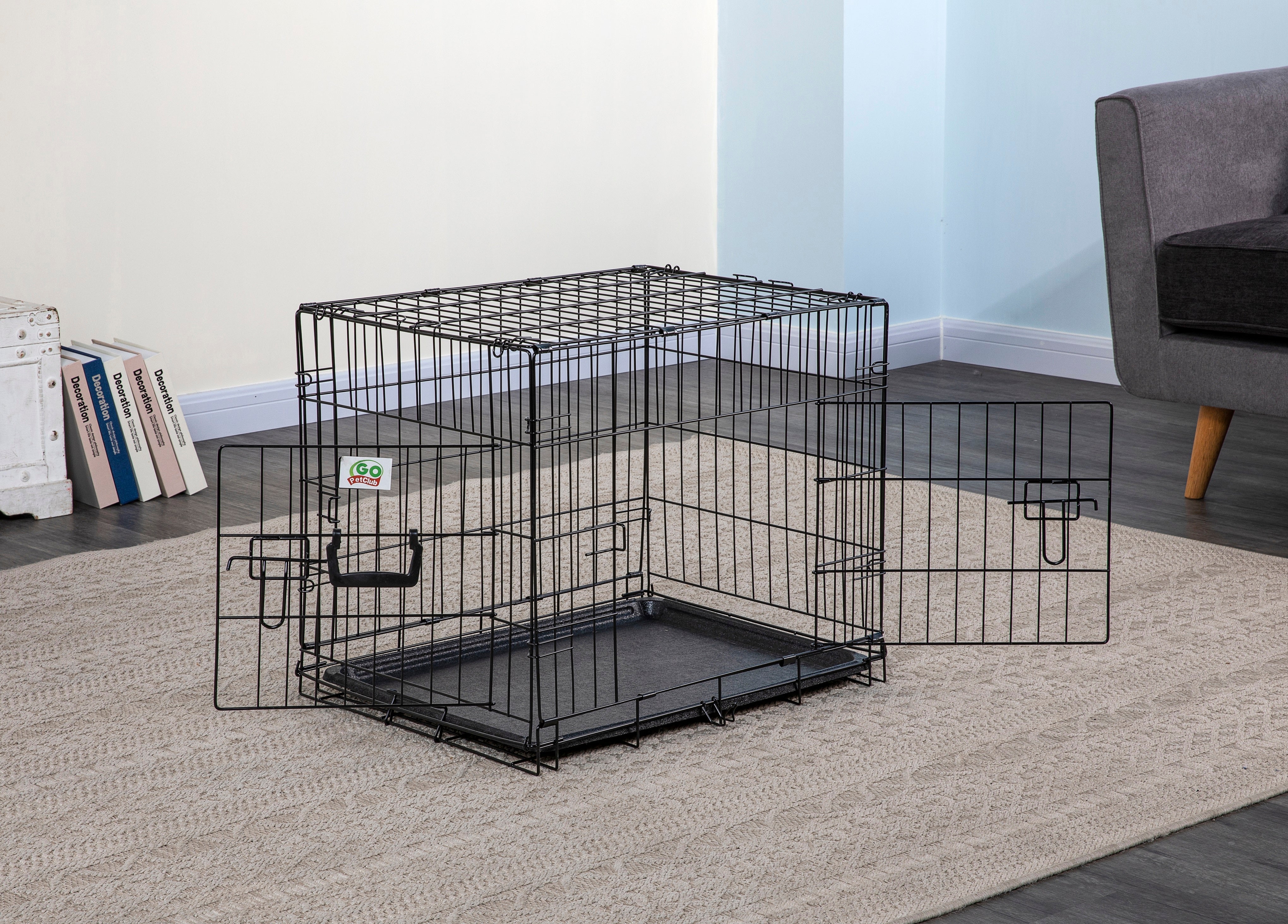 2 Doors Metal Dog Crate with Divider (Available in 24" to 54") [*]