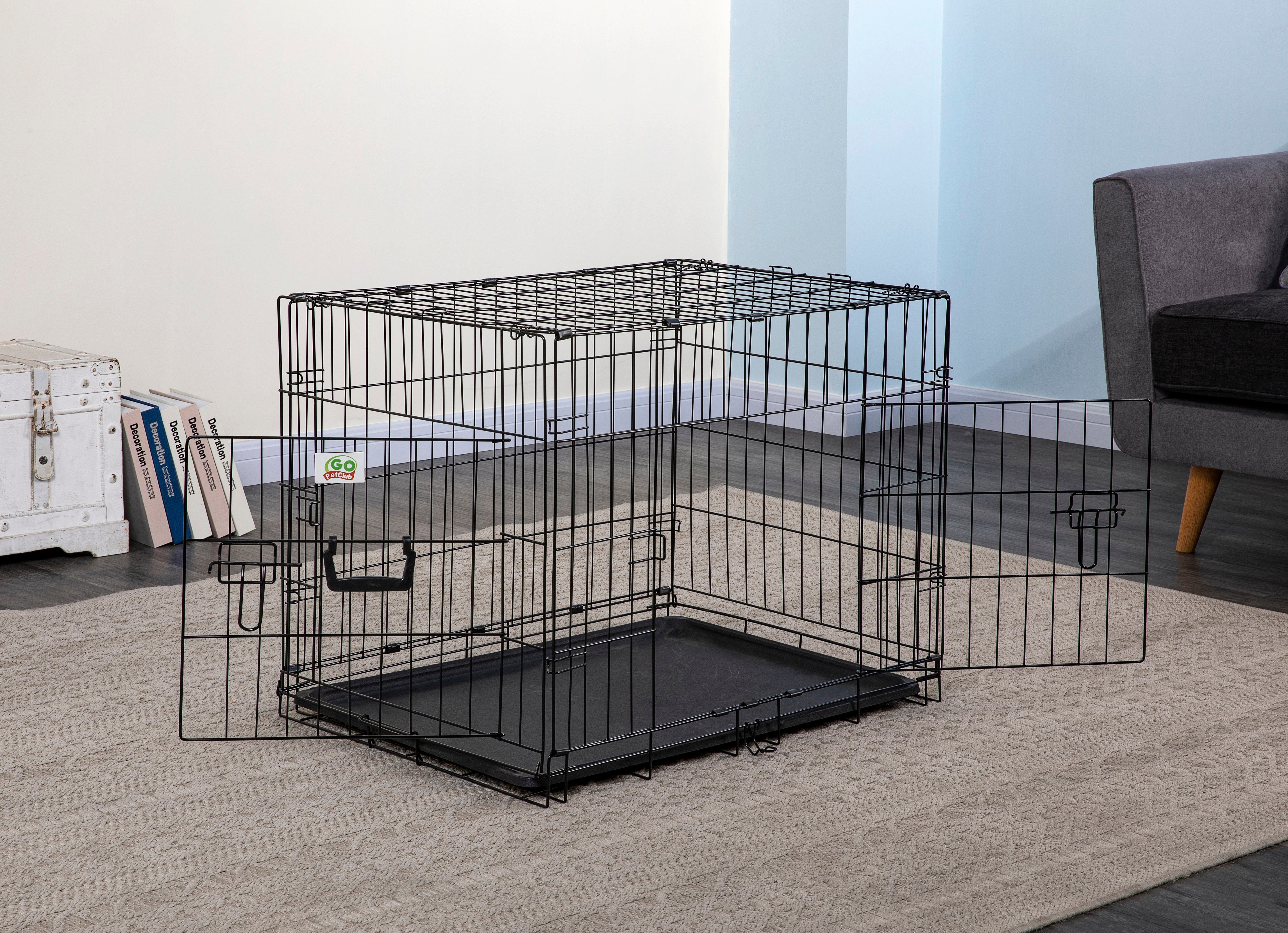 2 Doors Metal Dog Crate with Divider (Available in 24" to 54") [*]