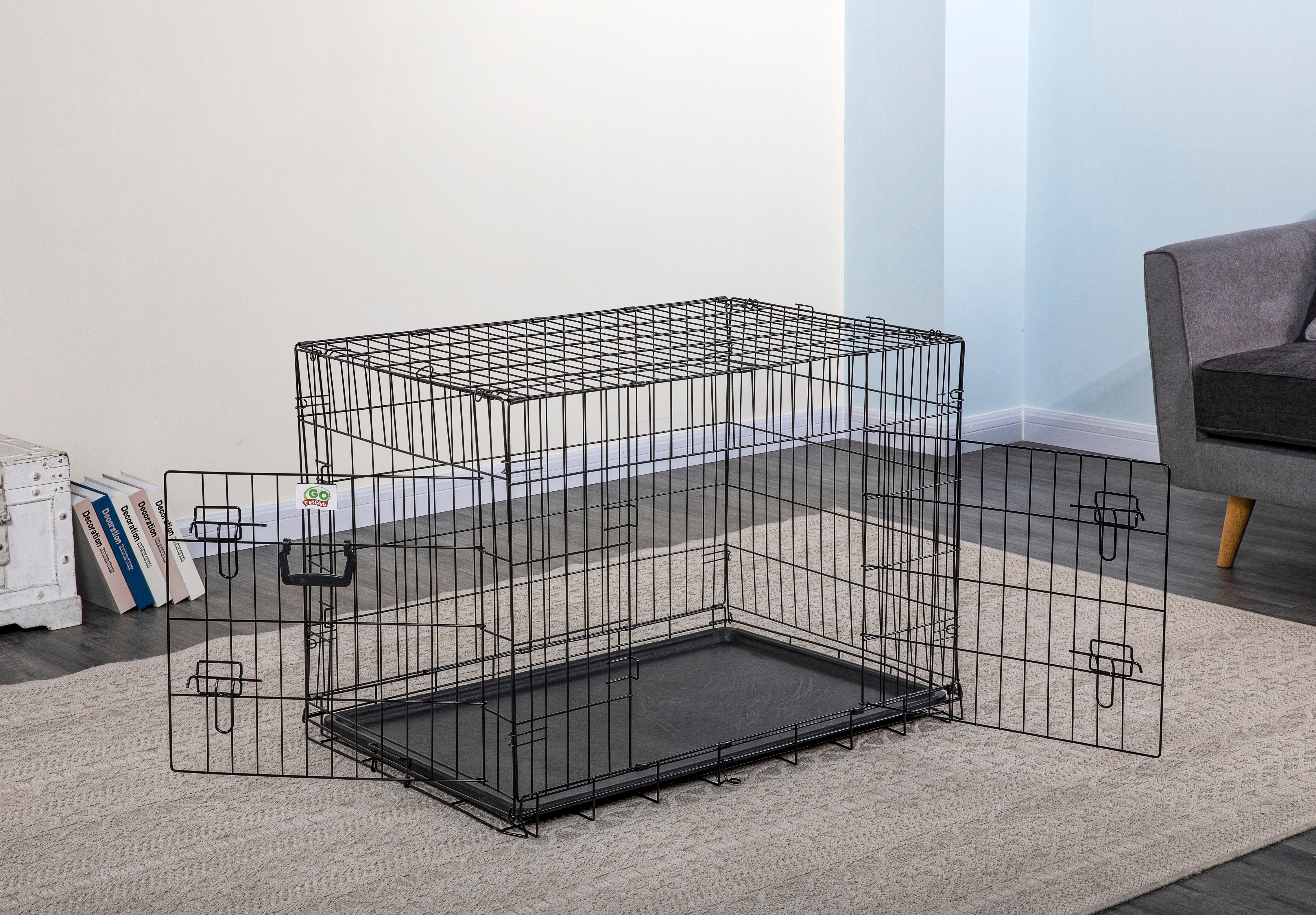 2 Doors Metal Dog Crate with Divider (Available in 24" to 54") [*]