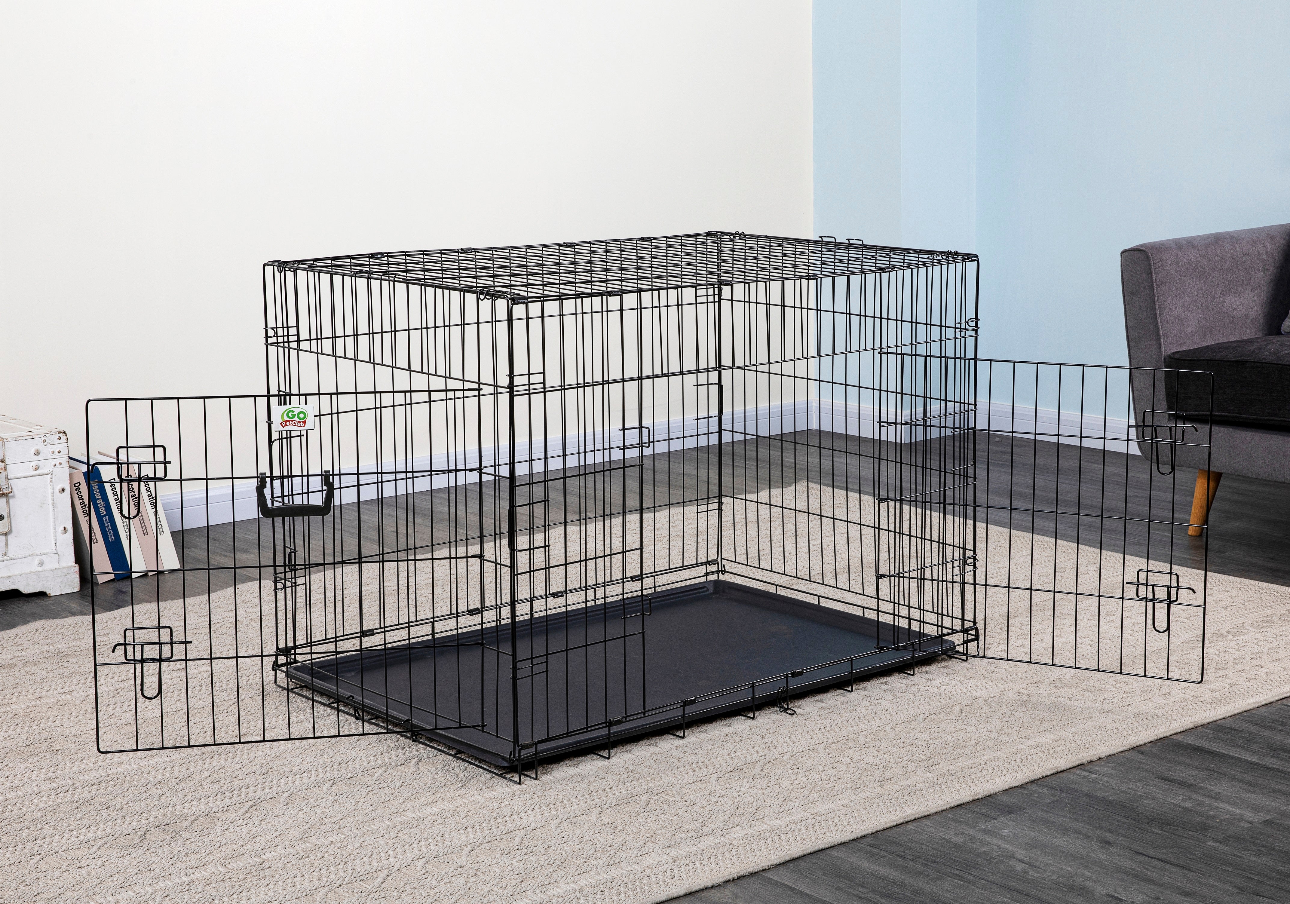 2 Doors Metal Dog Crate with Divider (Available in 24" to 54") [*]