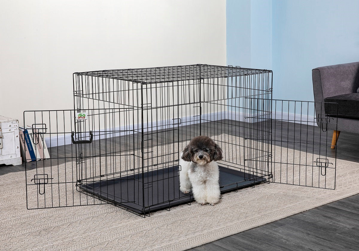 2 Doors Metal Dog Crate with Divider (Available in 24" to 54") [*]