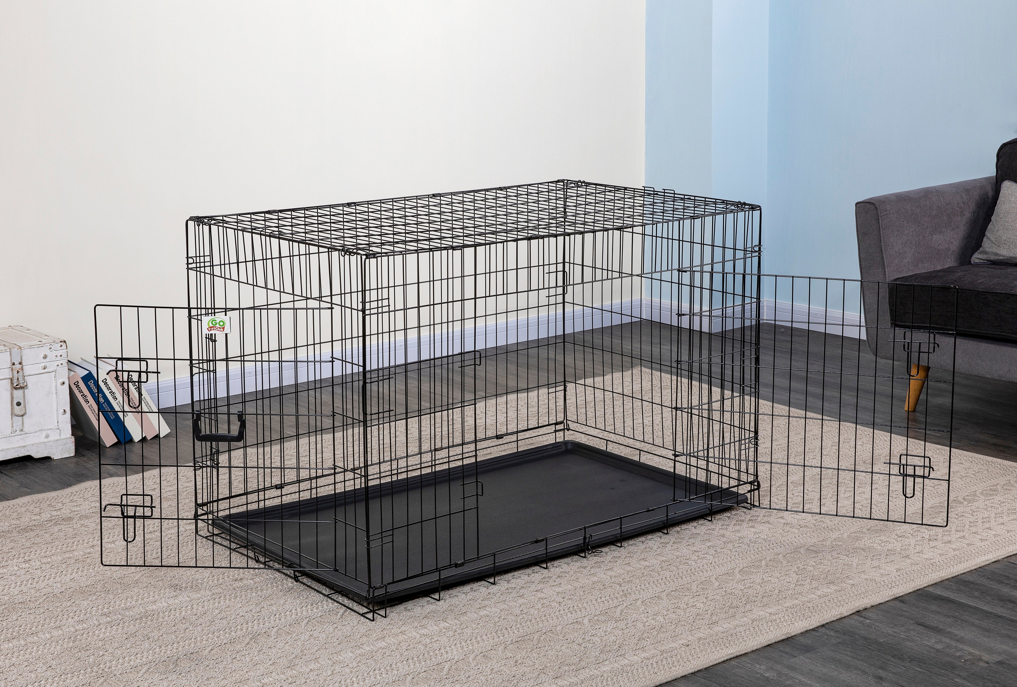 2 Doors Metal Dog Crate with Divider (Available in 24" to 54") [*]