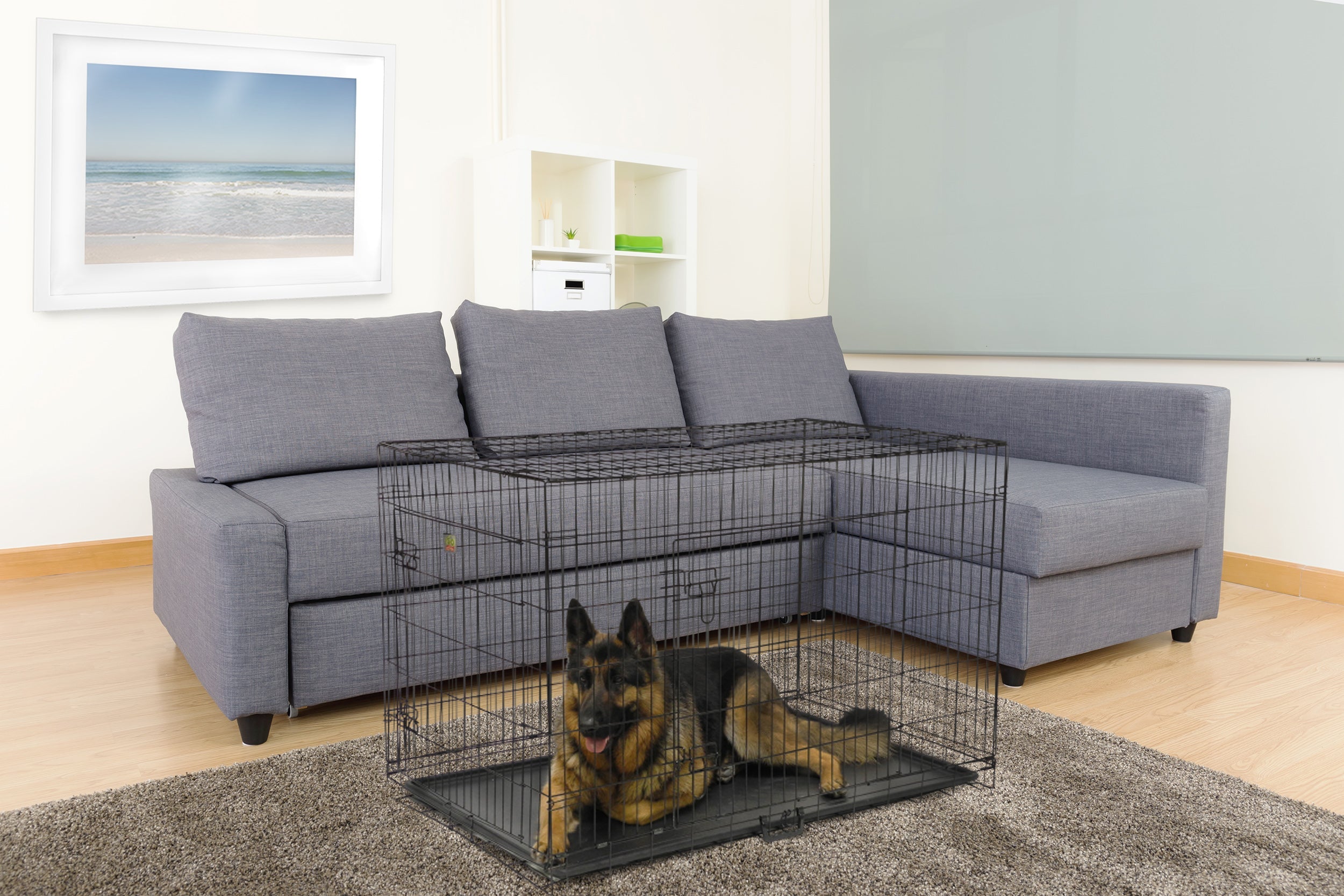 2 Doors Metal Dog Crate with Divider (Available in 24" to 54") [*]