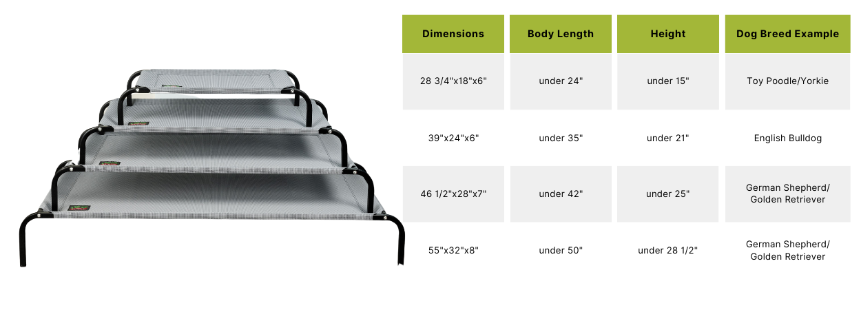 Elevated Cooling Pet Cot Bed in Solid Gray (Available in 28" to 55")[*]