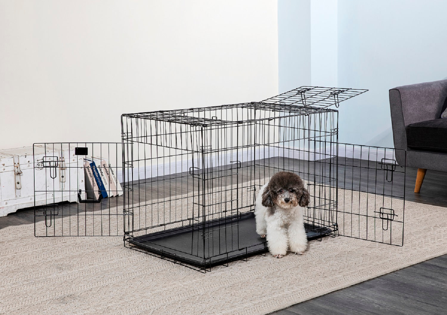 3 Door Metal Dog Crate with Divider (Available in 24" to 48") [*]