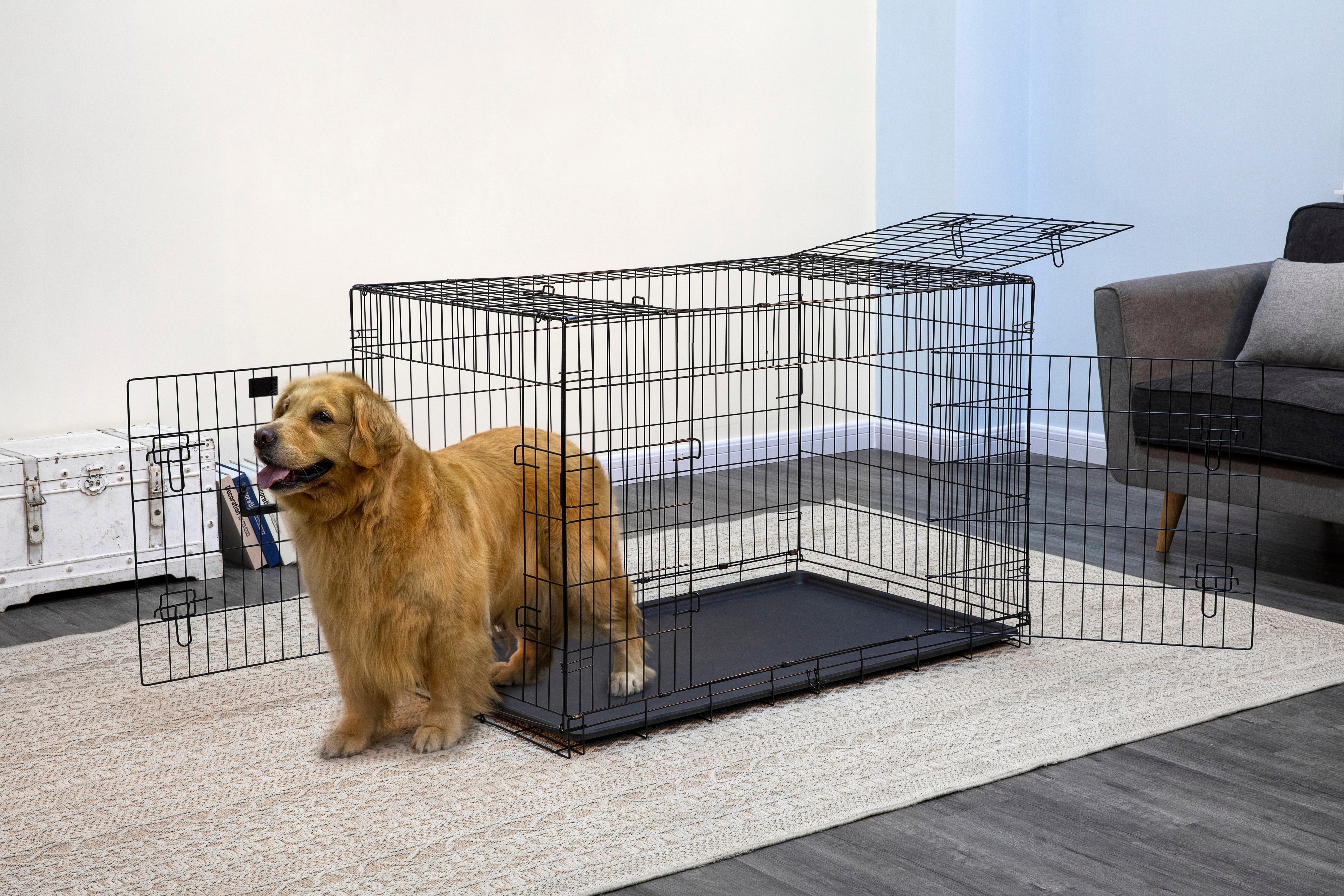 3 Door Metal Dog Crate with Divider (Available in 24" to 48") [*]