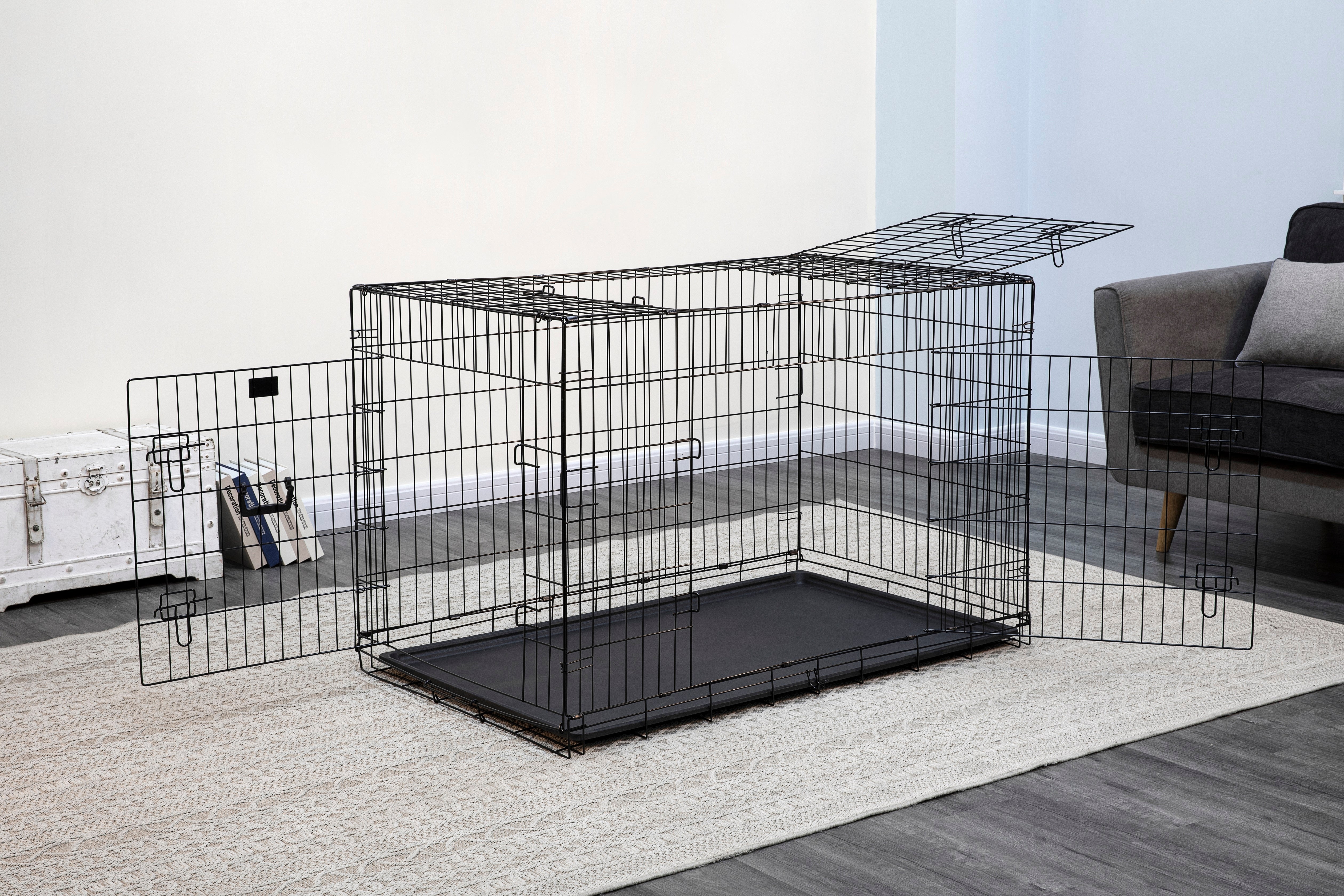 3 Door Metal Dog Crate with Divider (Available in 24" to 48") [*]